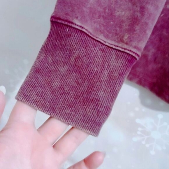 DISTRESS WASHED PURPLE TERRY LINED LONG SLEEVE SHIRT WOMEN'S SIZE XS - Picture 3 of 6